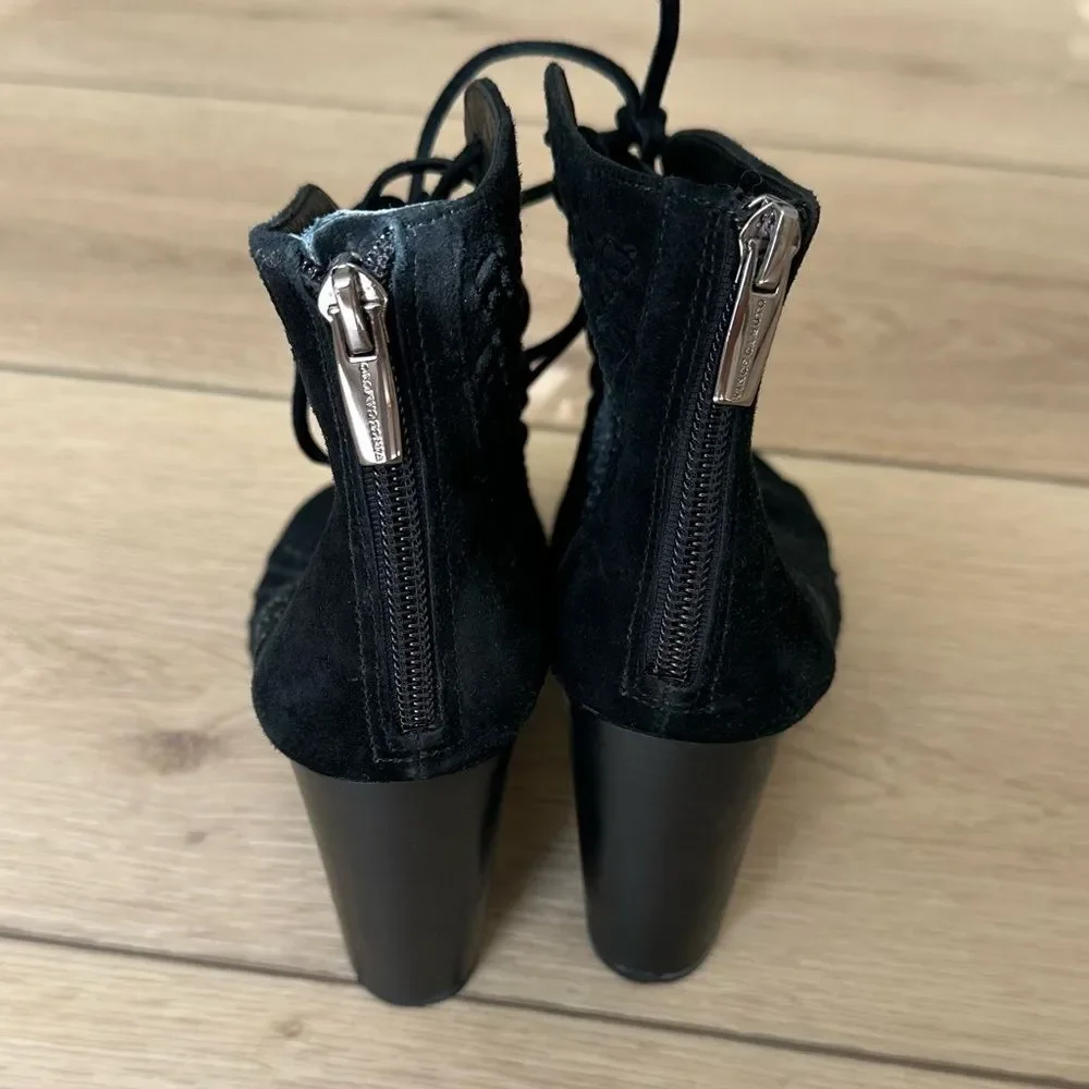 Vince Camuto Black Suede Perforated Booties Women’s Size 7.5